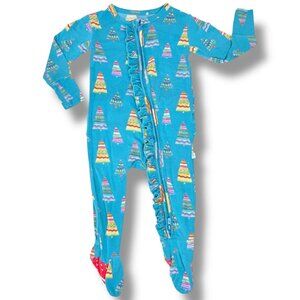 Posh Peanut Bamboo Baby Girls Winter Christmas Holiday Sierra Print Sleeper 3-6m